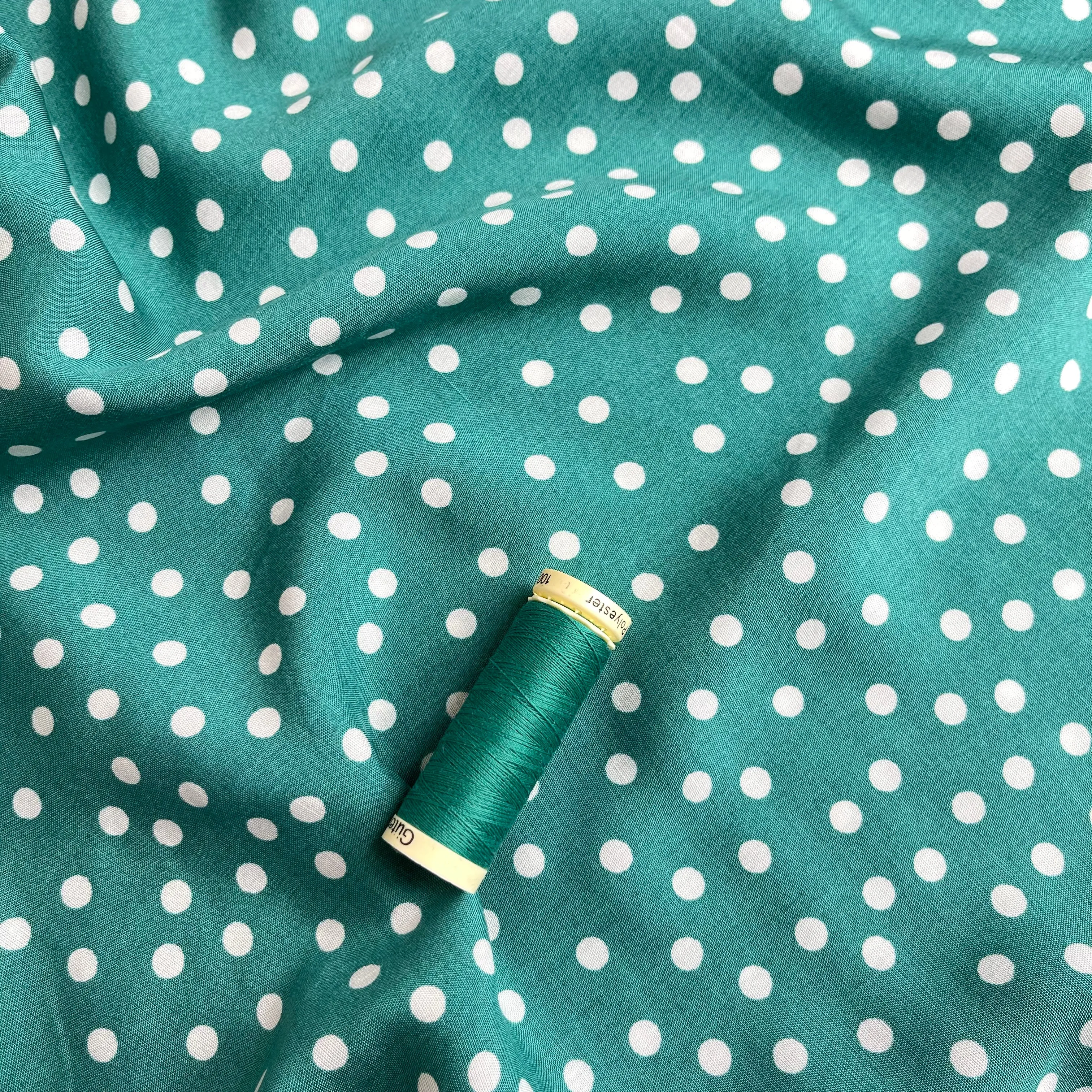 Polka Dot in Teal Viscose Fabric