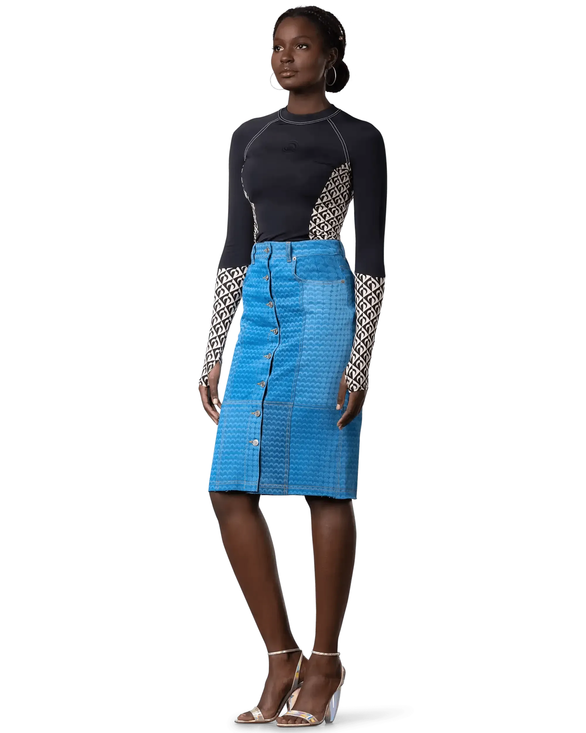 Regenerated Denim Moonfishskin Skirt