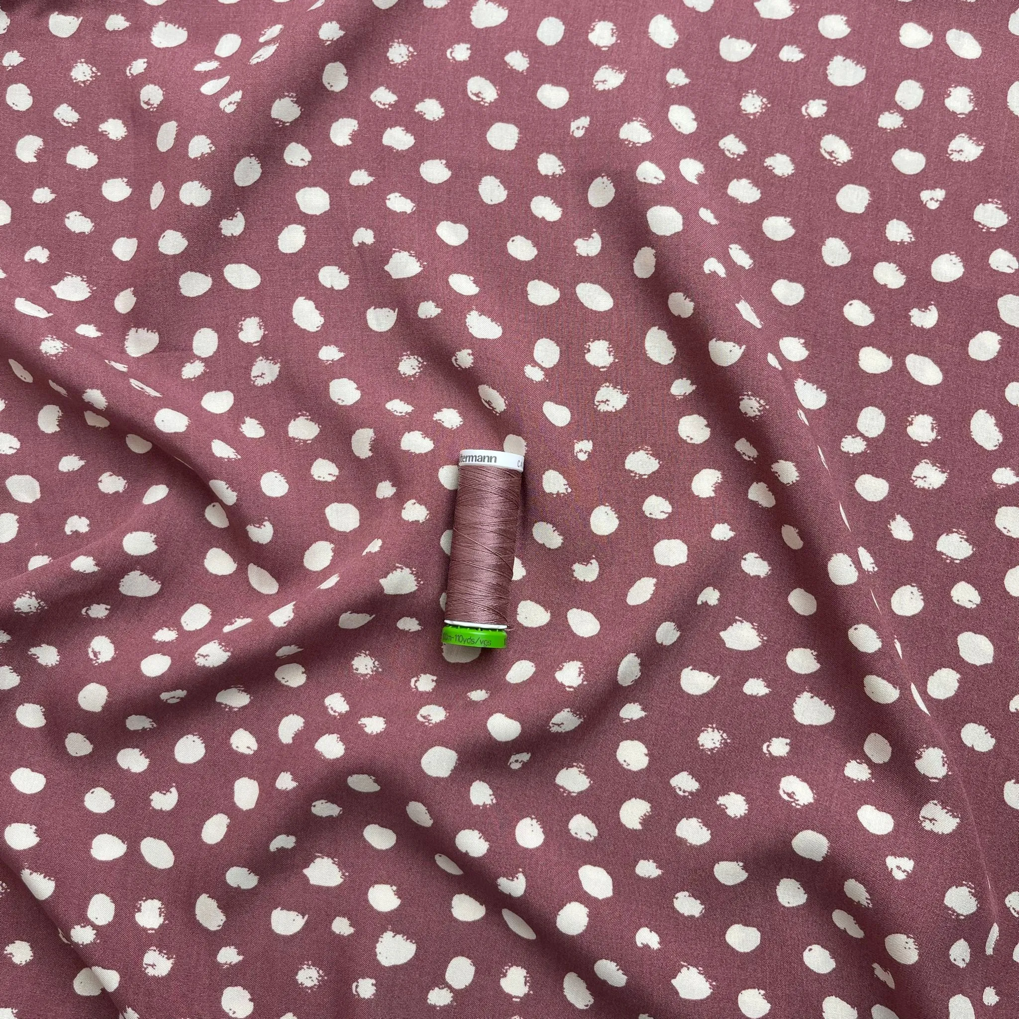 REMNANT 0.89 Metre - Abstract Dots on Mauve Viscose Fabric