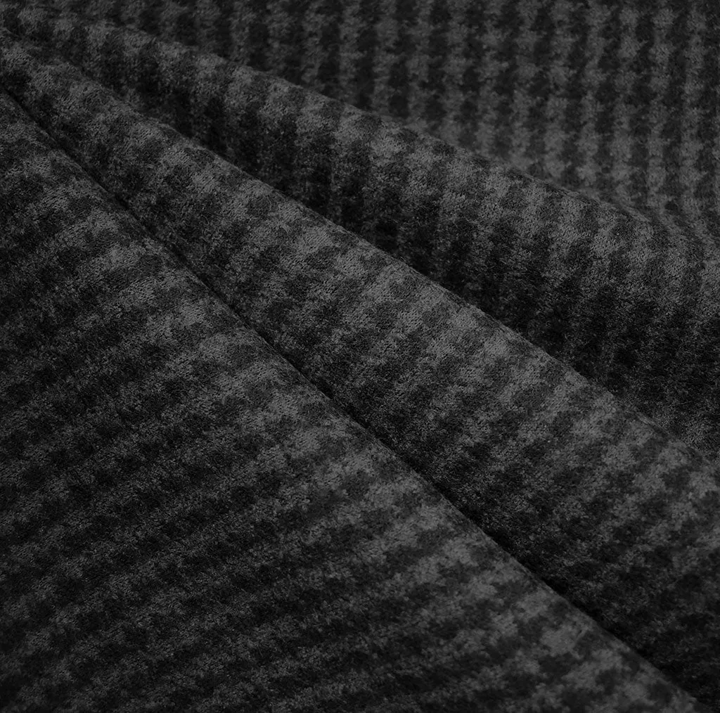 Reversible Houndstooth Boiled Wool Blend Coating Black/Charcoal