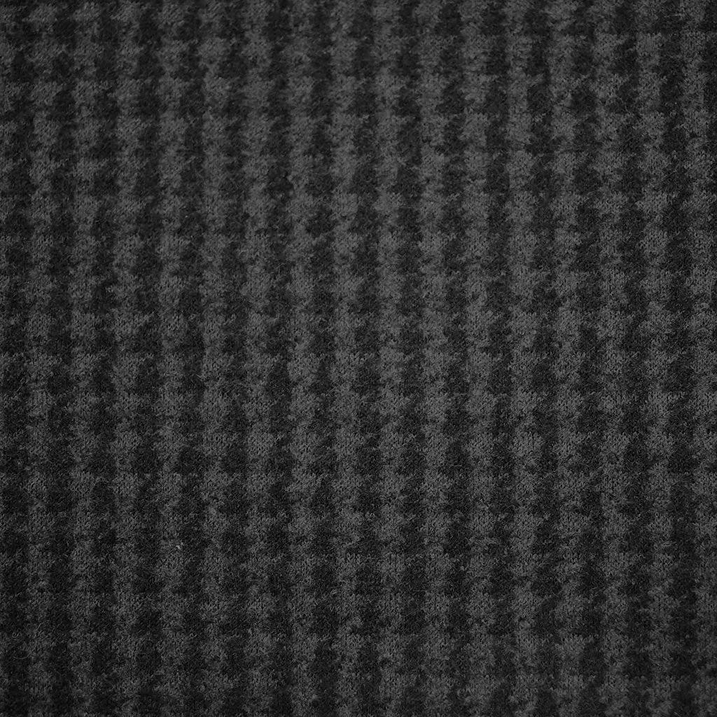 Reversible Houndstooth Boiled Wool Blend Coating Black/Charcoal