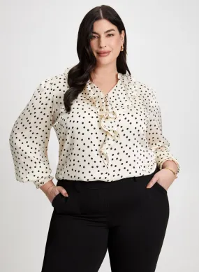 Ruffle Detail Polka Dot Top