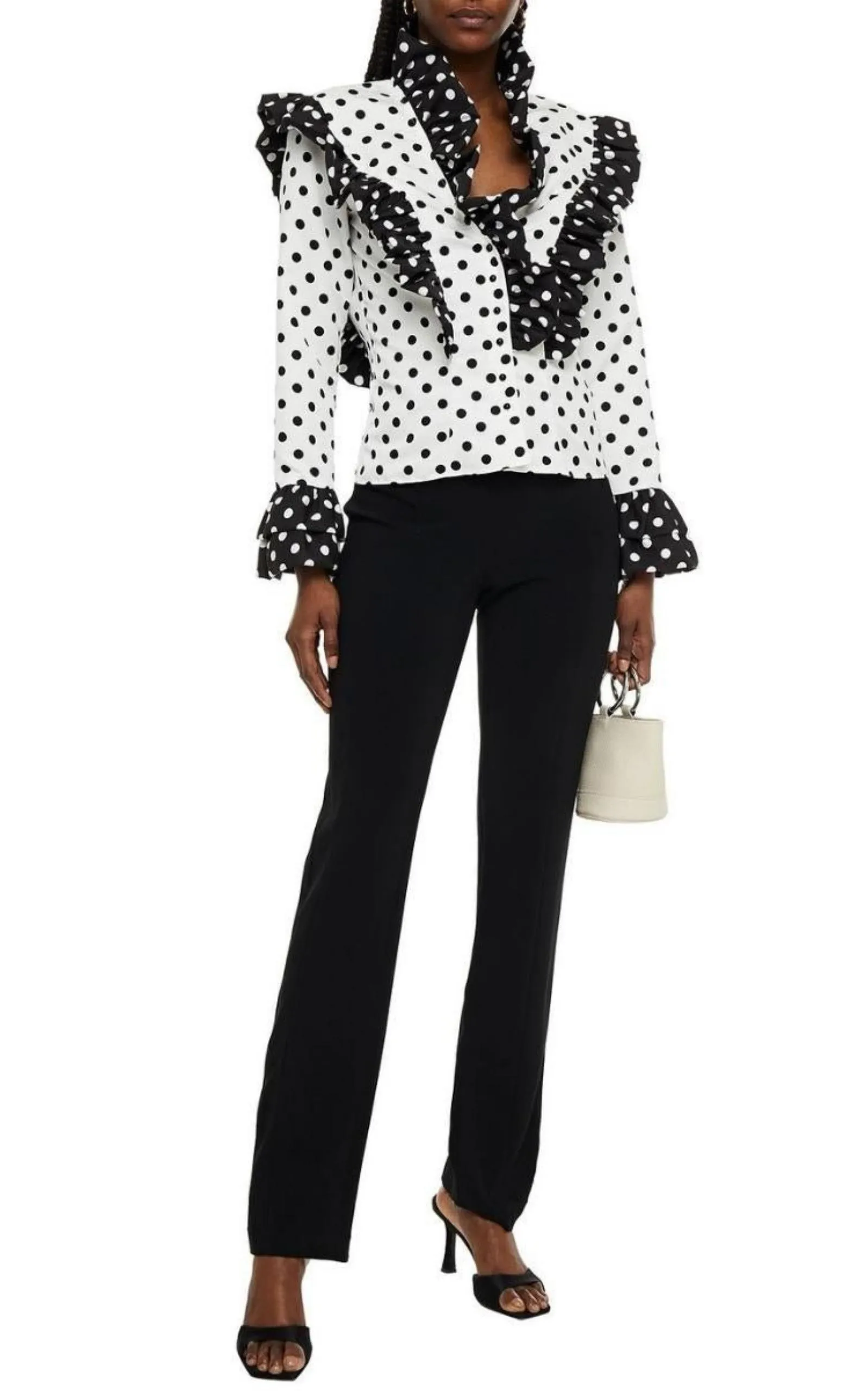 Ruffled Polka-Dot Blouse