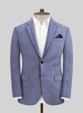 Solbiati Blue Houndstooth Linen Jacket