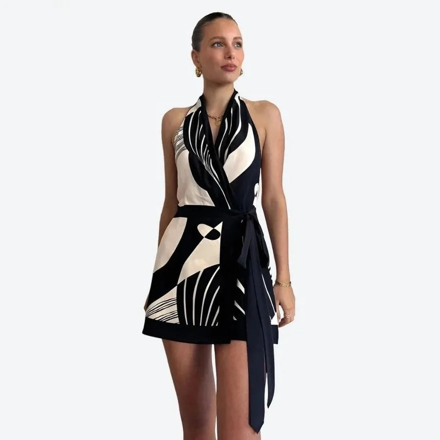 Stylish Halter Wrap Slim Fit Dresses