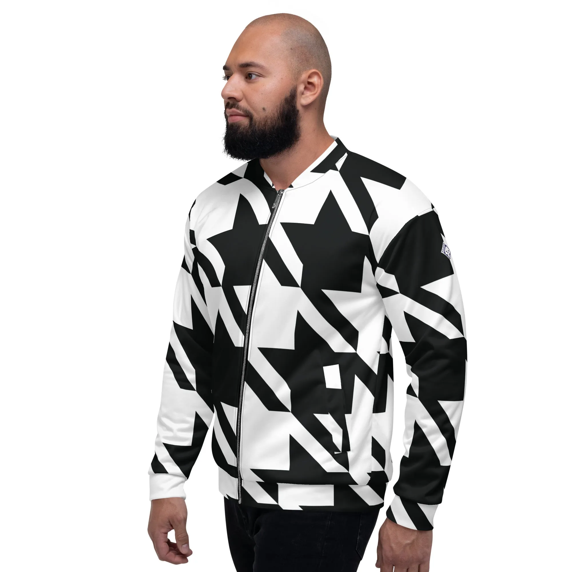 Urban Elegance: Men's Houndstooth Bomber Jacket