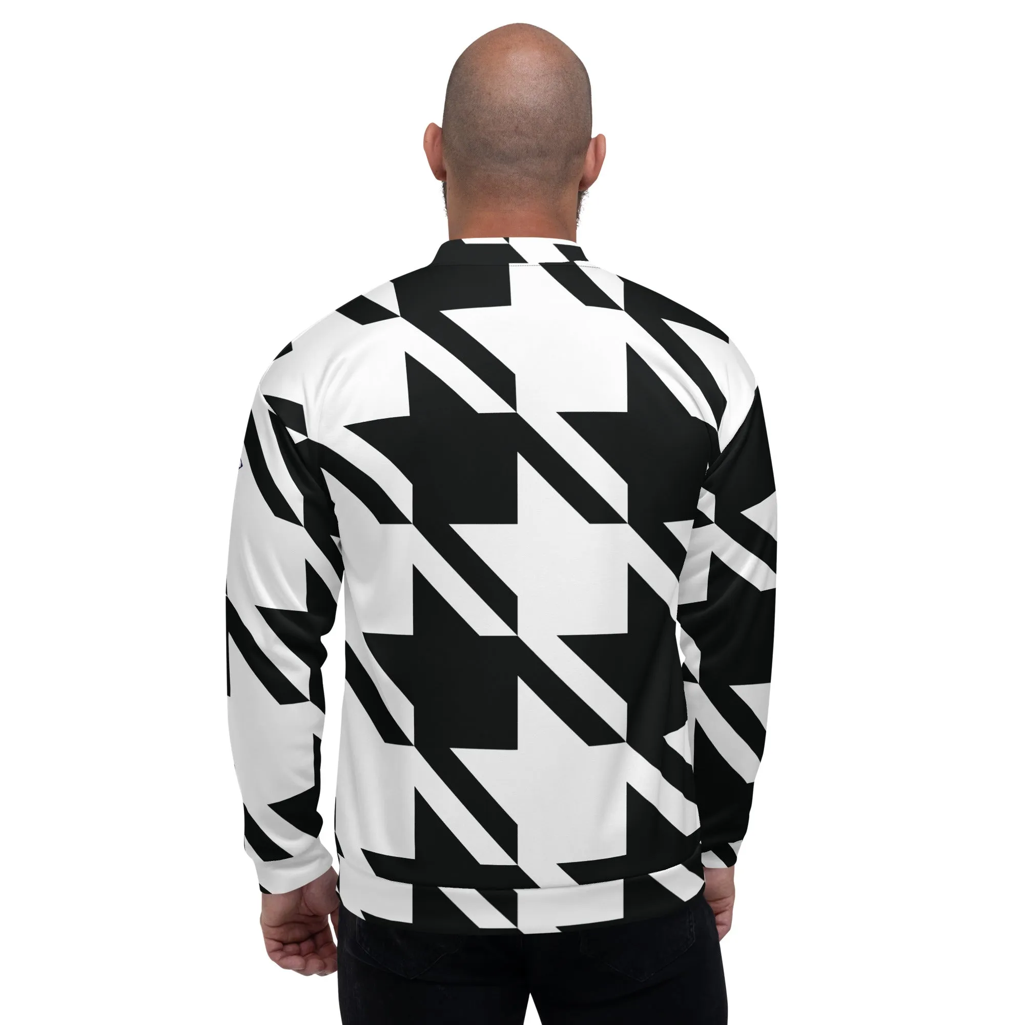 Urban Elegance: Men's Houndstooth Bomber Jacket