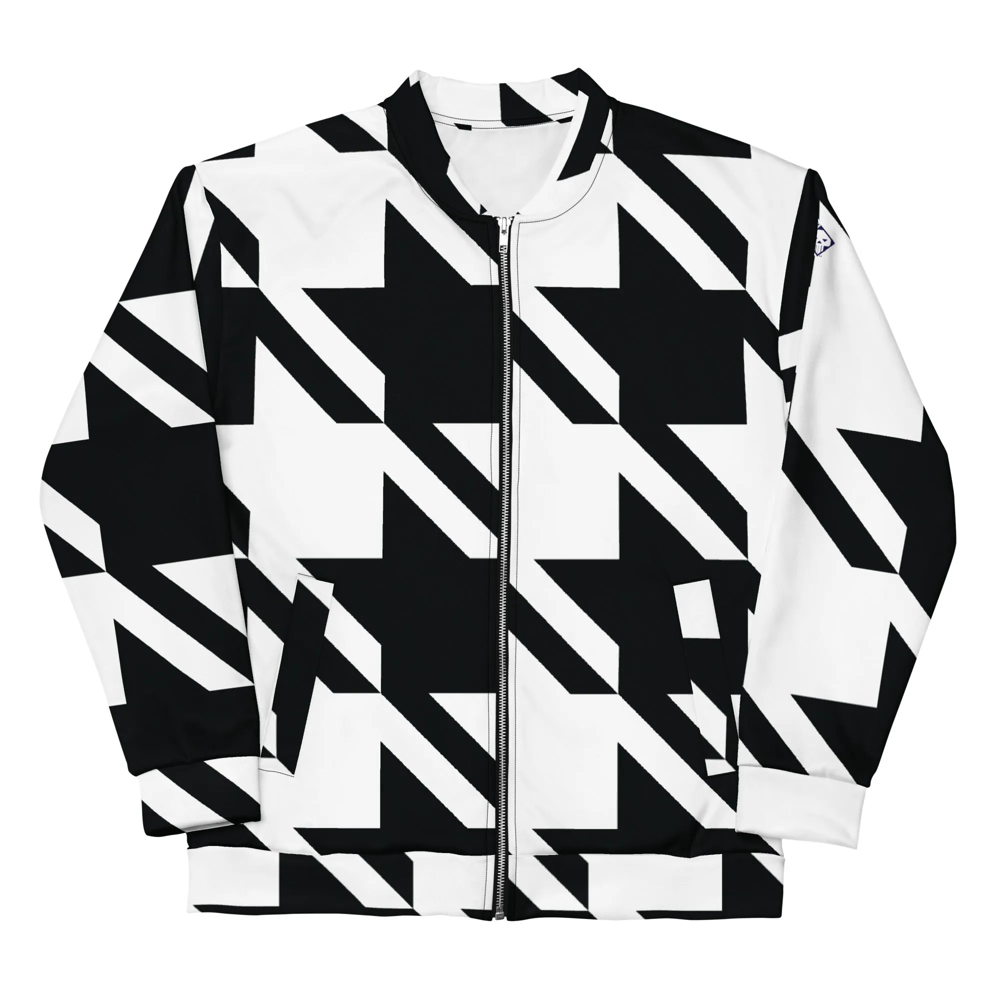 Urban Elegance: Men's Houndstooth Bomber Jacket