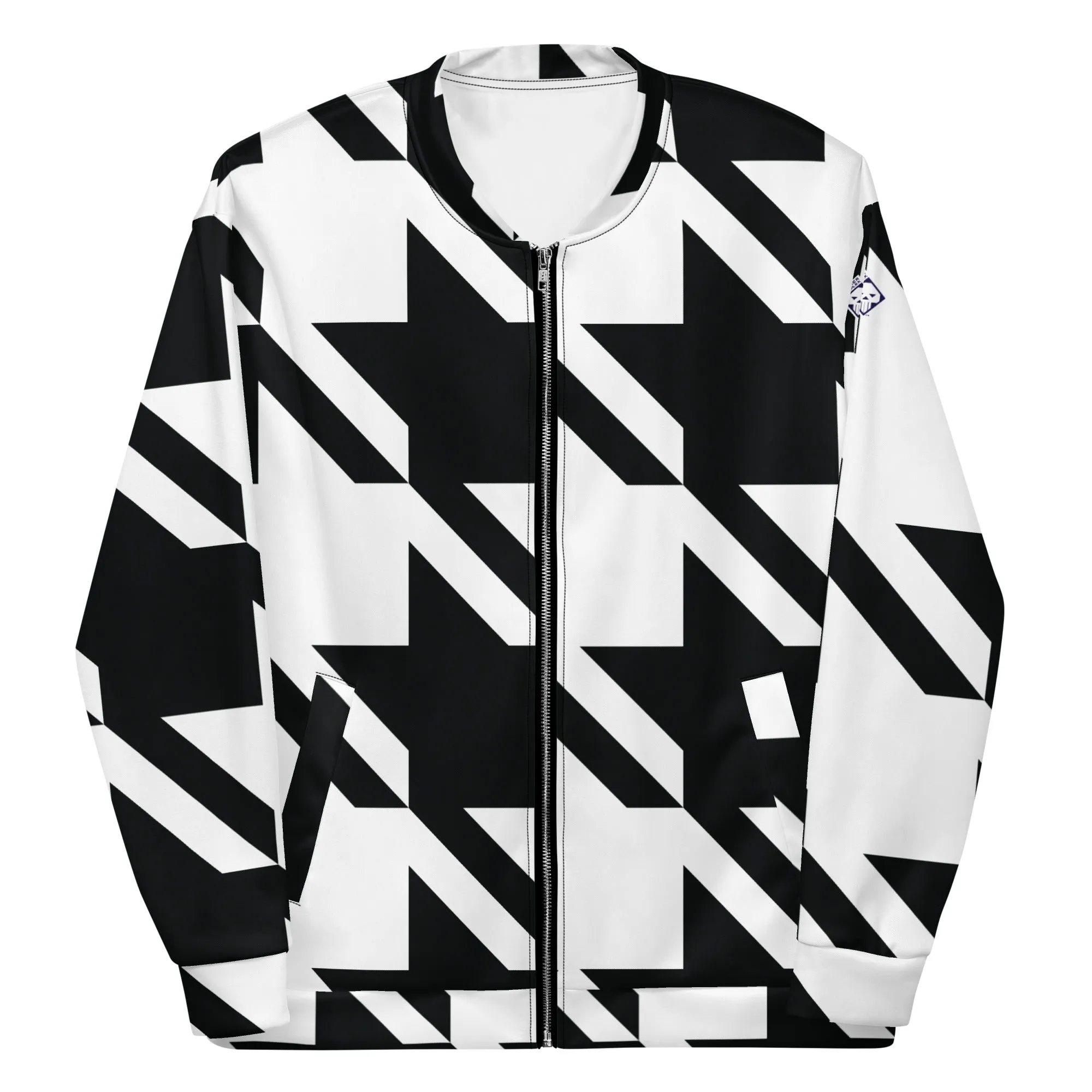 Urban Elegance: Men's Houndstooth Bomber Jacket