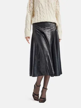 Versatile High-Waisted A-Line Leather Skirt