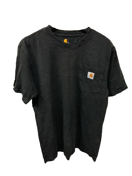 Vintage Black Carhartt Chest Pocket Black T-shirt Small