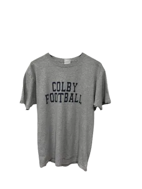 Vintage Colby College Football T-Shirt Grey Large