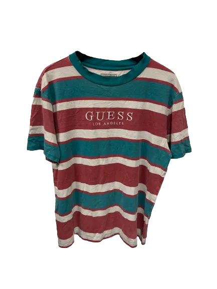 Vintage Striped Green, White & Red Guess T-shirt Small