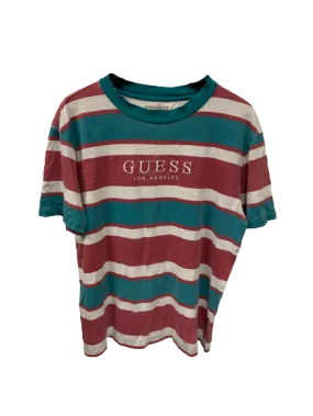 Vintage Striped Green, White & Red Guess T-shirt Small