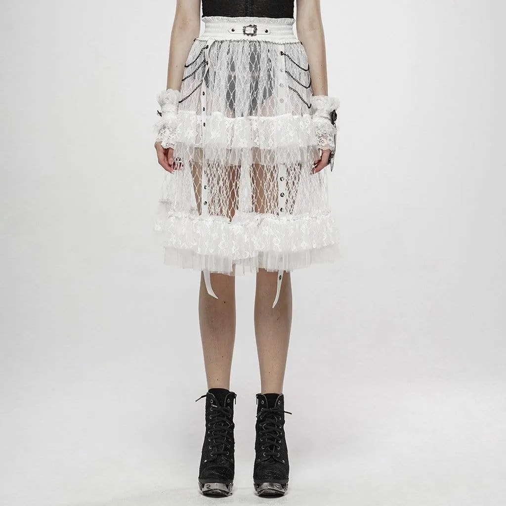 Women's Goth High-waisted Multilayered Mesh Skirts